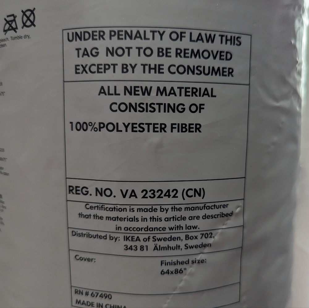 IKEA Grusblad White Twin Comforter - BRAND NEW - Picture 2 of 3